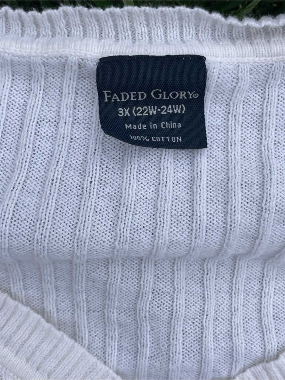 Bright White Ribbed Cotton Henley Sweater 90's Y2K Grandmacore - Picture 2 of 5